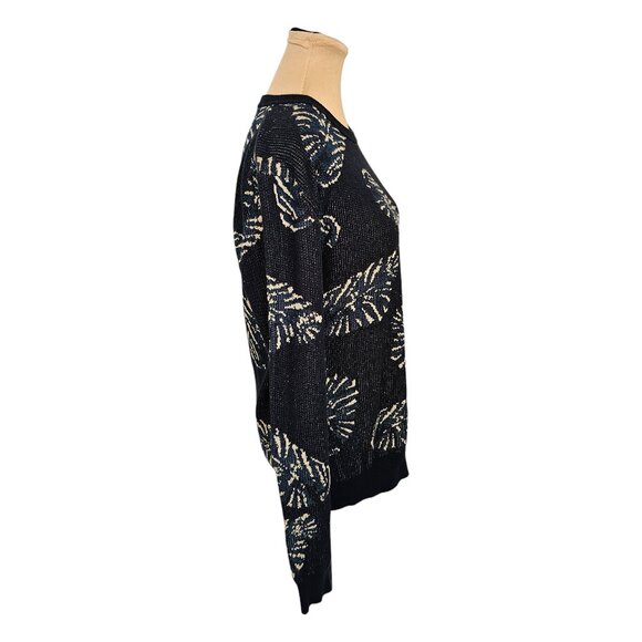 Scotch & Soda Navy Blue and Cream Leaf Crew Neck Sweater Sz M - Picture 5 of 12